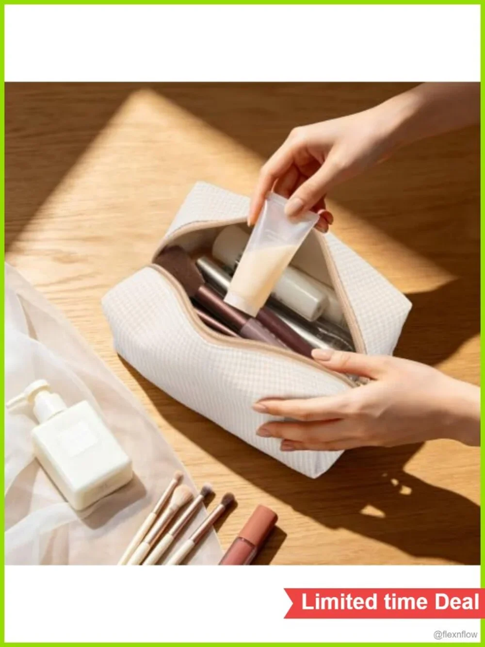 12PC Seersucker Makeup Bag Set Travel Cosmetic Toiletry Organizer Pouch